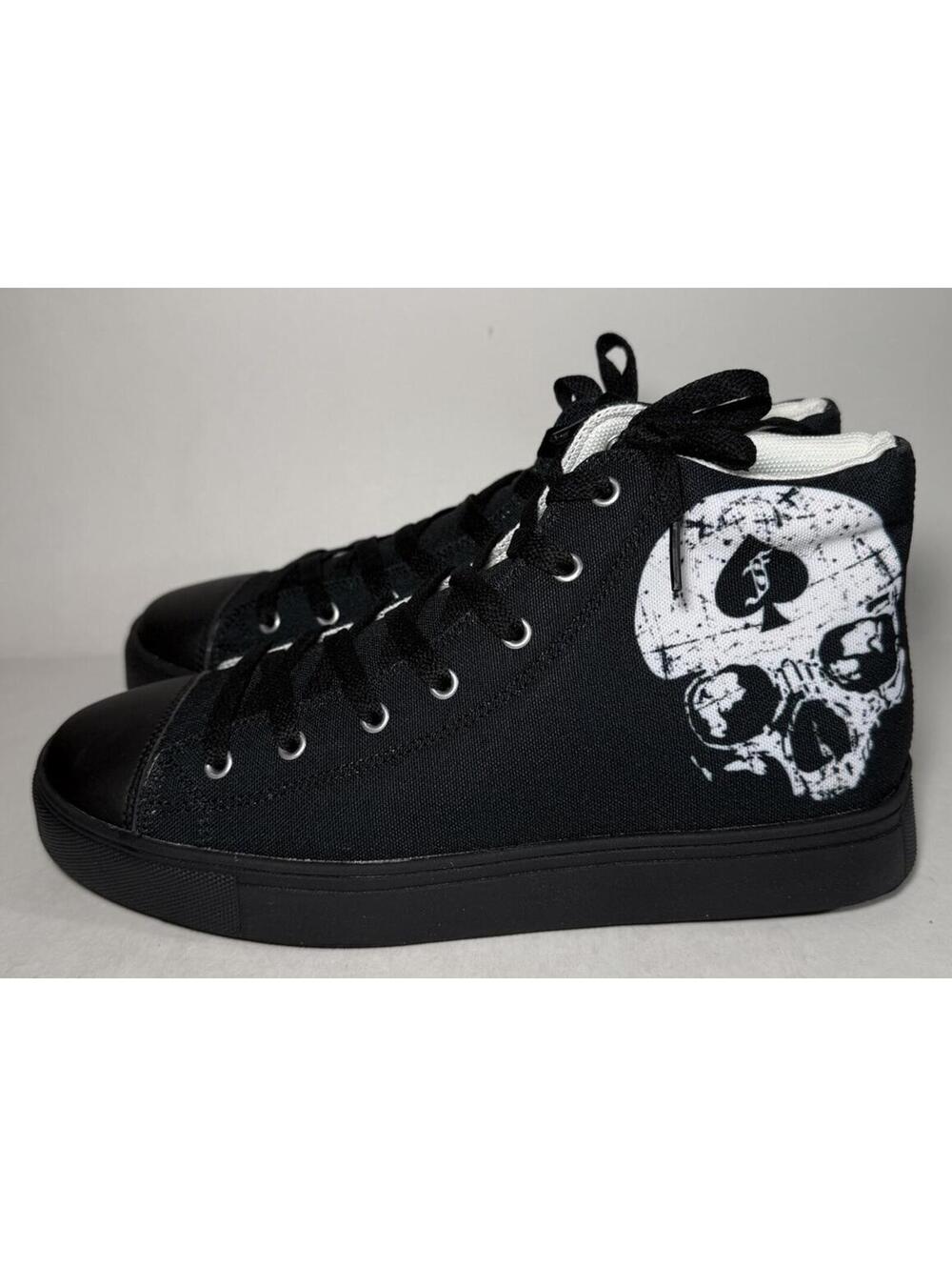 F8 Customs Skull Hightop Canvas Shoes Black MXDA17811